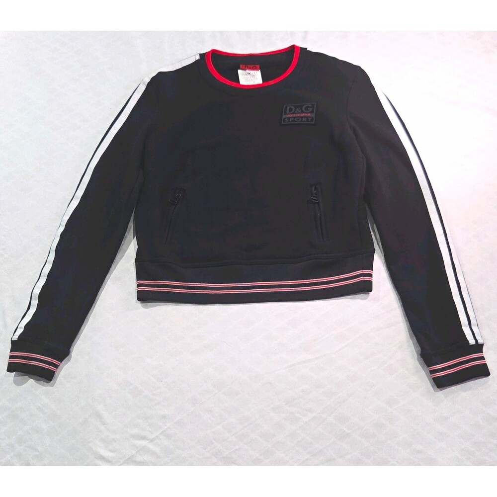 Vintage D&G Dolce & Gabbana Sport Cropped Track Sweatshirt Black RedY2K Ittierre